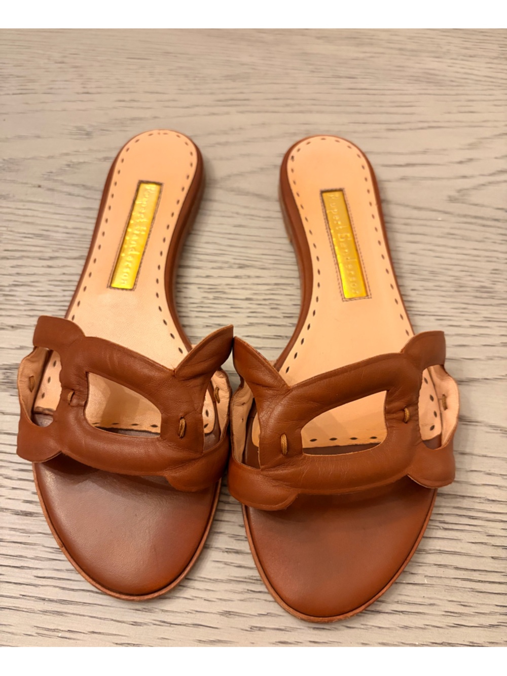 Rupert Sanderson Brown Leather Lido Flat Size 38.5 (7.5)